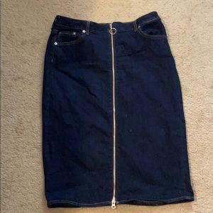 Long zipper denim skirt